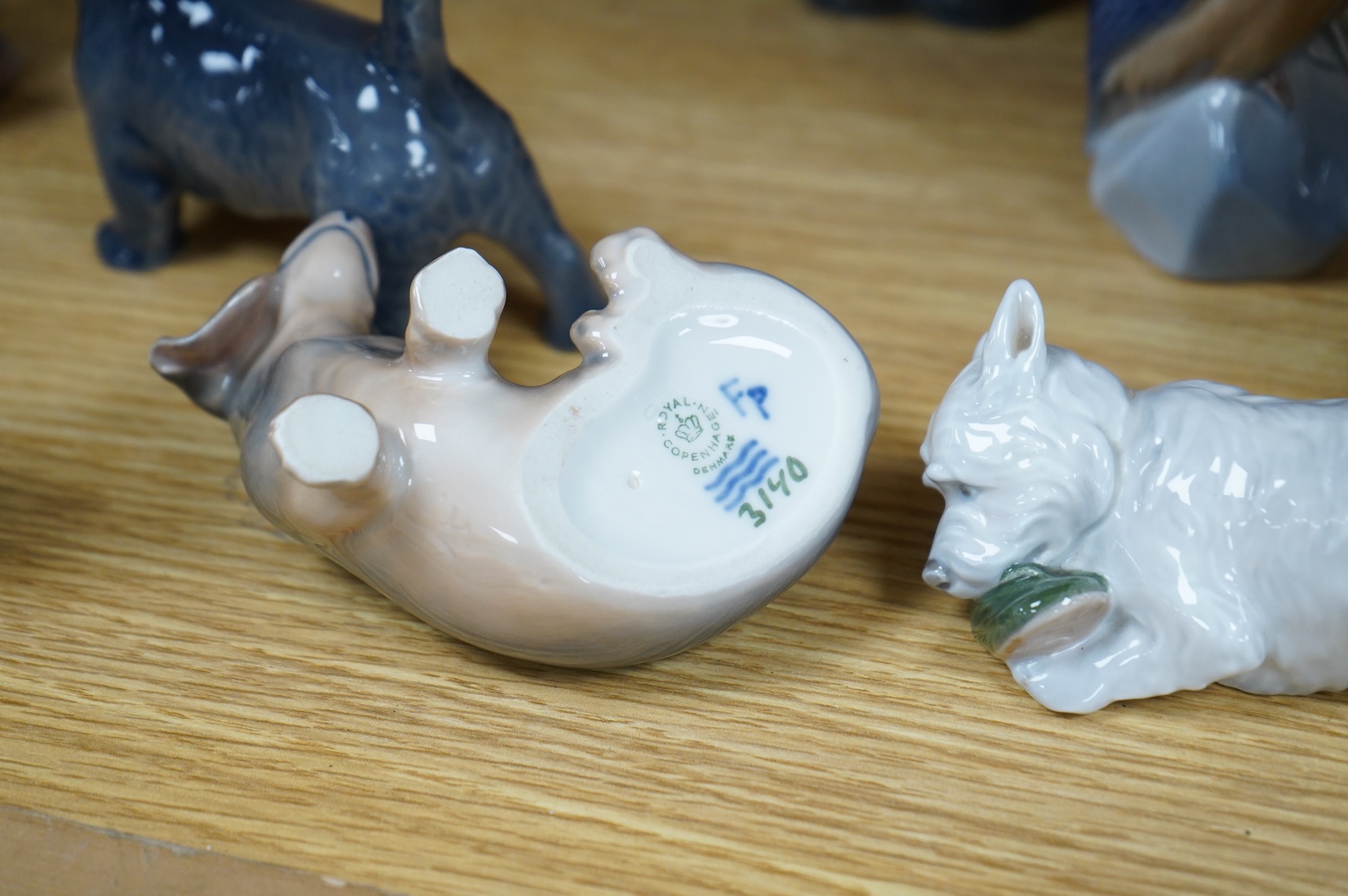 A group of seven Royal Copenhagen animals, tallest 18cm